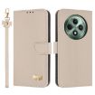 OPPO Reno12 F Global Apricot Leather Phone Case with Hand Strap - 1