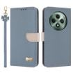 OPPO Reno12 F Global Light Blue Leather Phone Case with Hand Strap - 1