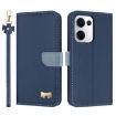 OPPO Reno13 5G Dark Blue Leather Phone Case with Hand Strap - 1