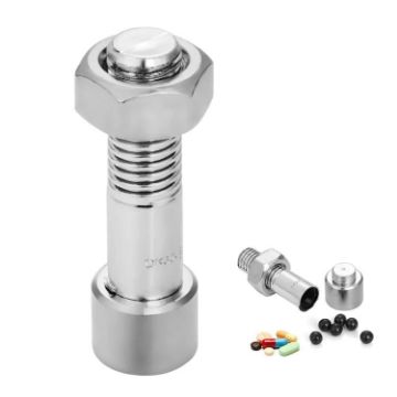 Silver Simulation Spare Tire Screw Capsule Medicine & Pill Storage Organizer - 1