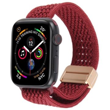 Magnetic Buckle Nylon Watch Band for Apple Watch 42/41/40/38mm - Wine Red - 1