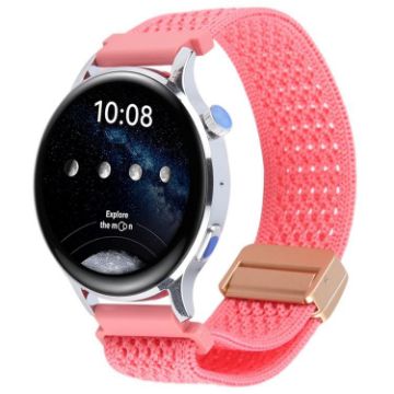 Pink 18mm Magnetic Buckle Breathable Knitted Nylon Watch Band - 1
