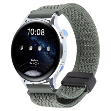 Olive Green 20mm Magnetic Buckle Knitted Nylon Watch Band - 1