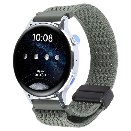 Olive Green 20mm Magnetic Buckle Knitted Nylon Watch Band - 1