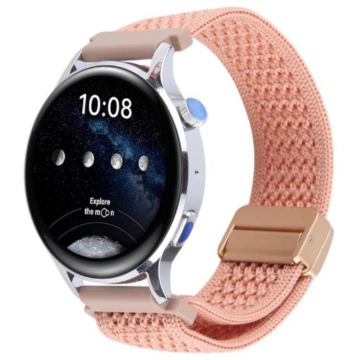 22mm Dull Pink Magnetic Buckle Knitted Nylon Watch Band - 1