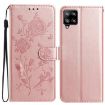 Samsung Galaxy M32 Rose Gold Leather Case - Rose Flower Embossed Pattern - 1