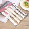 Apple Watch Band 46/49/45/44mm Three Beads Ceramic Steel 18mm Silver White - 5