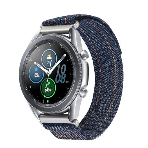 Universal Nylon Loop Fastener Denim Watch Band 22mm - Dark Grey - 1