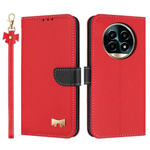 Realme 13 Pro 5G/13 Pro+ 5G Red Leather Phone Case with Hand Strap - 1