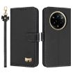 Realme 14 Pro+ 5G Black Metal Bow Leather Case with Hand Strap - 1
