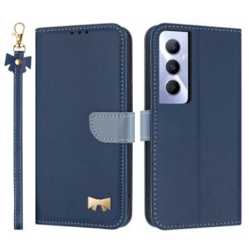 Realme C65 4G Global Dark Blue Leather Phone Case with Hand Strap - 1