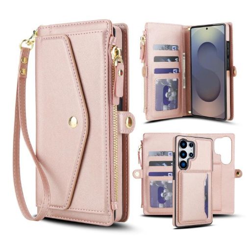 Samsung Galaxy S25 Ultra 5G Wallet Leather Phone Case with Lanyard - 1