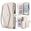 Samsung Galaxy S25+ 5G Wallet Detachable Leather Case with Lanyard White - 1