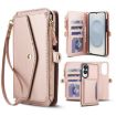 Samsung Galaxy S25 Edge 5G Wallet Leather Phone Case with Lanyard, Rose Gold - 1