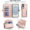 Samsung Galaxy S25 Edge 5G Wallet Leather Phone Case with Lanyard, Rose Gold - 4