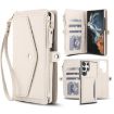 Samsung Galaxy S22 Ultra 5G Wallet Leather Phone Case with Lanyard White - 1