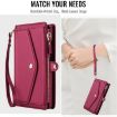 Samsung Galaxy S22 Ultra 5G Red Leather Wallet Case with Lanyard - 8