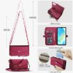 Samsung Galaxy A54 5G Red Leather Wallet Phone Case with Lanyard - 7