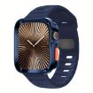 Apple Watch 44mm/45mm Dark Blue Wave Texture Silicone Band & TPU Case - 1