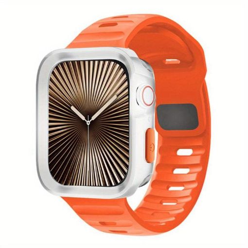 Apple Watch Ultra 2/1 49mm Orange Wave Texture Silicone Band + TPU Case - 1