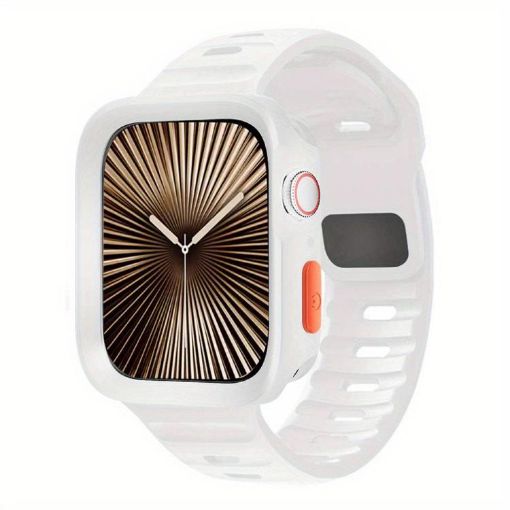 Apple Watch Series 10 42mm Wave Texture Silicone Band & TPU Case White - 1