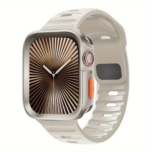 Apple Watch Series 10 46mm Wave Texture Silicone Band & TPU Case - 1