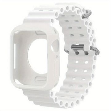 Apple Watch Series 10 46mm Ocean Silicone Band & Case - White - 1