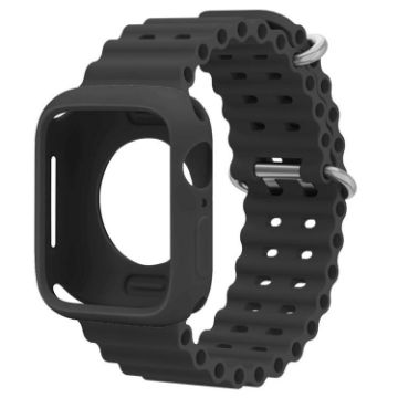 Apple Watch 44mm/45mm Ocean Silicone Band & Case - Black - 1