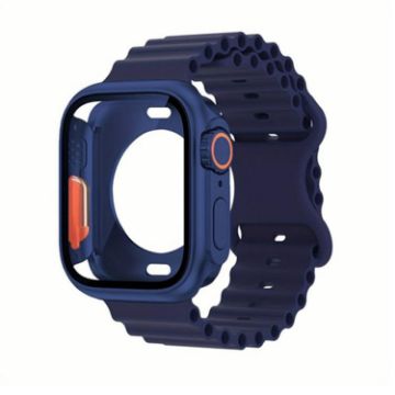 Apple Watch 44mm/45mm Ocean Silicone Band & Case - Dark Blue - 1