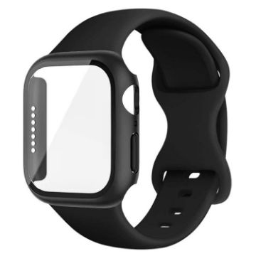 Apple Watch Series 10 42mm Silicone Band & Case - Black Butterfly Buckle - 1