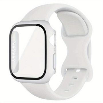 Apple Watch 40mm/41mm Silicone Band with Case - White Butterfly Buckle - 1