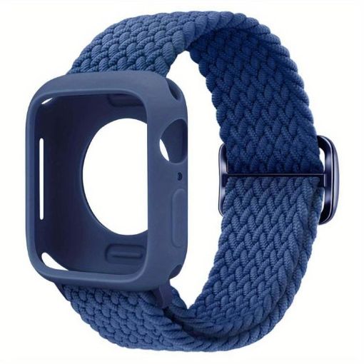 Apple Watch Series 10 46mm Nylon Band & Silicone Case - Dark Blue - 1