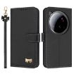 Xiaomi 15 Ultra Metal Bow Leather Phone Case with Hand Strap - Black - 1