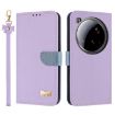 Xiaomi 15 Ultra Purple Metal Bow Leather Phone Case with Hand Strap - 1