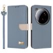 Xiaomi 15 Ultra Light Blue Metal Bow Leather Phone Case with Strap - 1