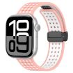 Apple Watch Band 42/41/40/38mm Magnetic Buckle Silicone Pink White - 1