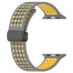 Magnetic Buckle Silicone Watch Band for Apple Watch 42/41/40/38mm Grey Yellow - 2