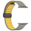 Magnetic Buckle Silicone Watch Band for Apple Watch 42/41/40/38mm Grey Yellow - 3