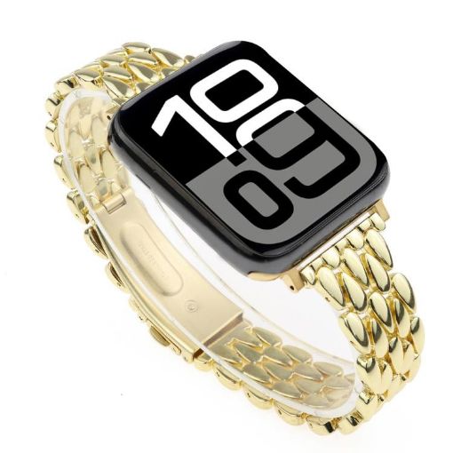 Gold Zinc Alloy Watch Band for Apple Watch 46/49/45/44mm Water Drop Design - 1