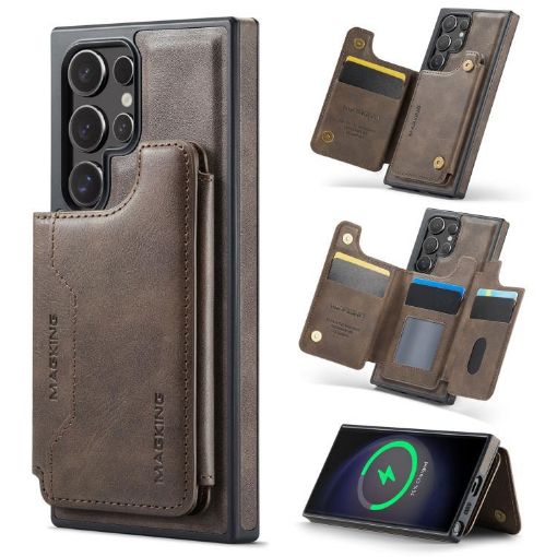 Samsung Galaxy S23 Ultra 5G DG.MING MagSafe RFID Card Case (Coffee) - 1