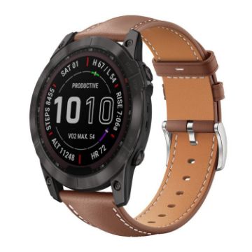 Garmin Fenix 8/7X/6X/5X Leather Watch Band 26mm/22mm Coffee - 1