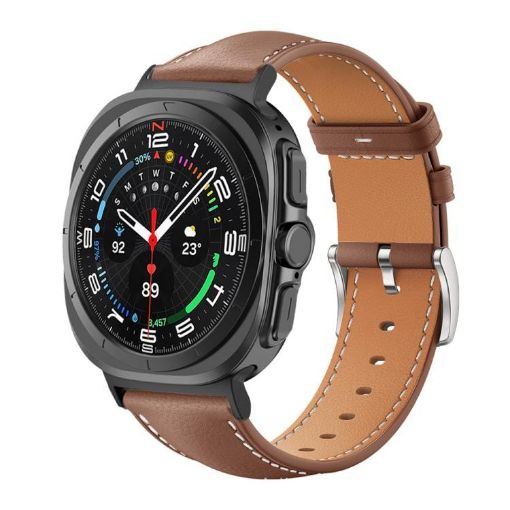 Samsung Galaxy Watch Ultra 47mm Leather Band, Black Shark, Coffee - 1