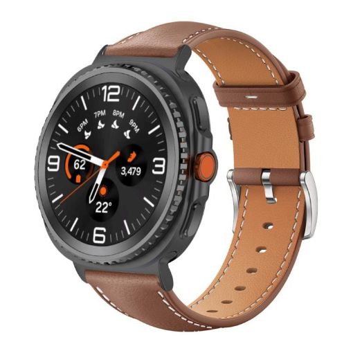 Samsung Galaxy Watch8 20mm Black Shark Leather Band (Coffee) - 1
