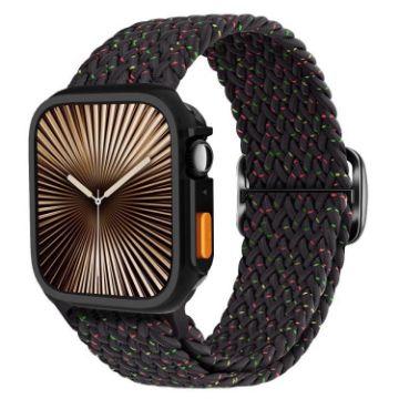 Apple Watch Series 10 42mm Nylon Band & TPU Case - Starlight Black - 1