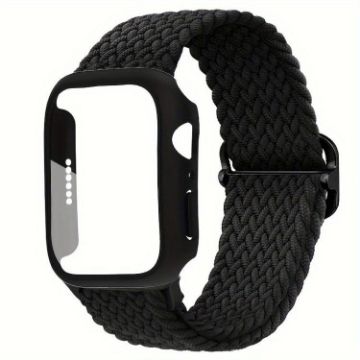 Apple Watch Series 10 46mm Nylon Band & Frosted Case (Black) - 1