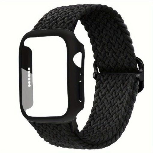 Apple Watch Series 10 42mm Nylon Band & Frosted Case (Black) - 1