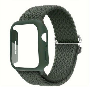 Apple Watch 44mm/45mm Nylon Band & Frosted Case - Army Green - 1