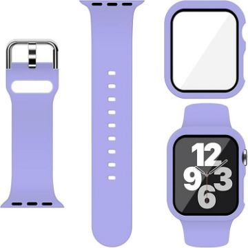 Apple Watch Series 10 46mm Purple Silicone Band with PC Case - 1