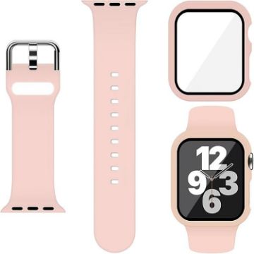 Apple Watch Series 10 42mm Pink Silicone Band & PC Case Combo - 1