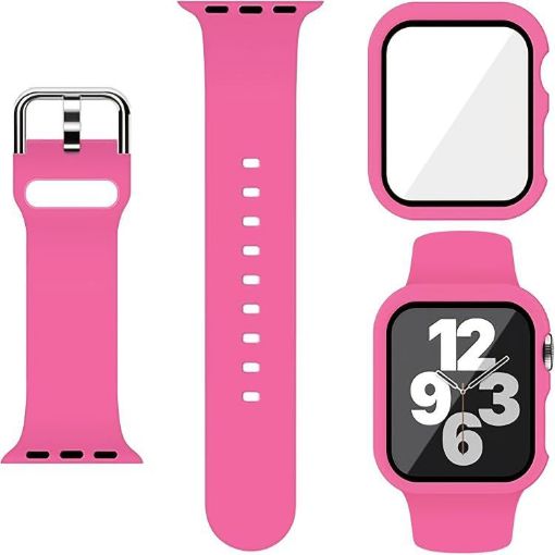 Apple Watch Ultra 2/1 49mm Rose Red Silicone Band with PC Case - 1
